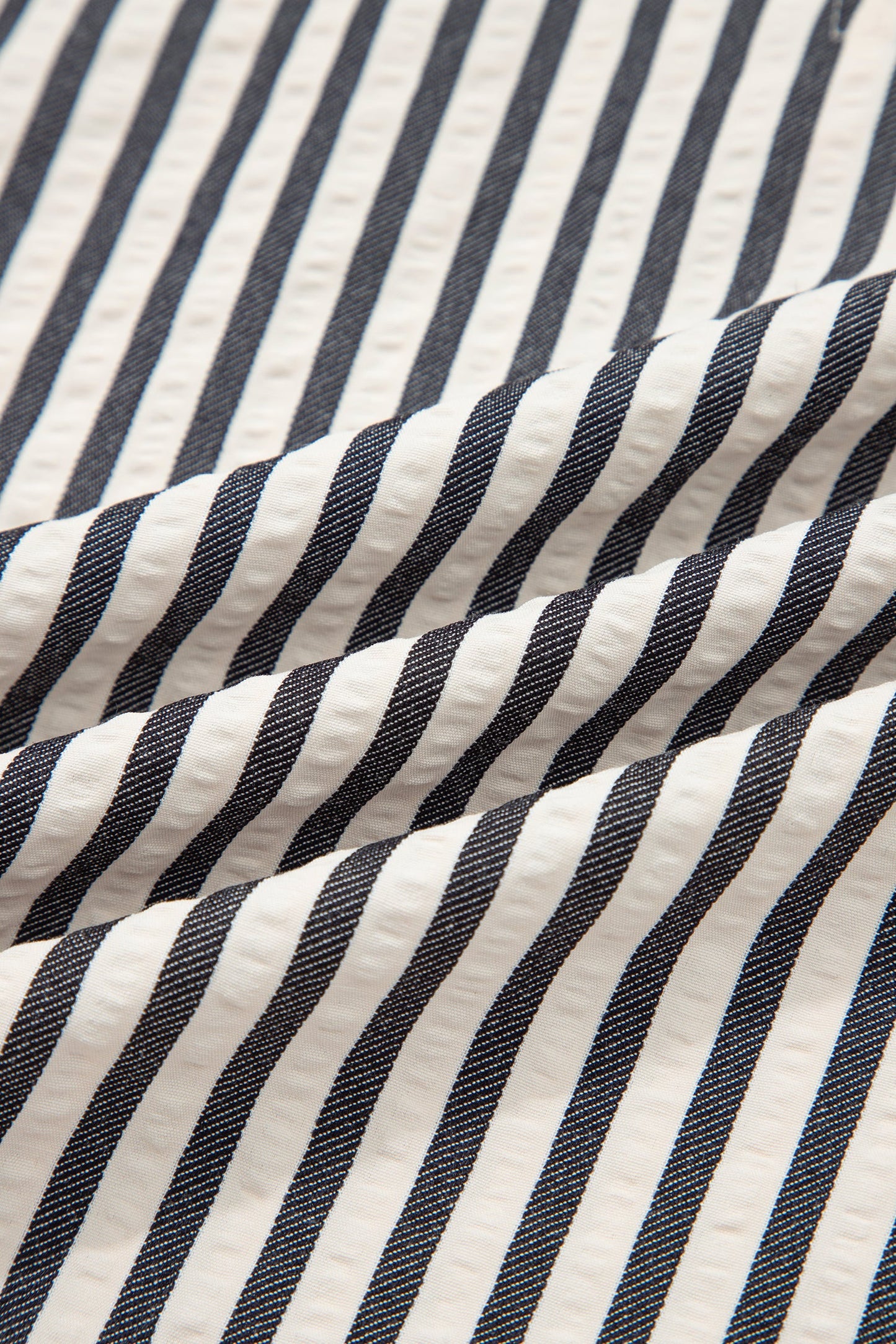 Stripe Half Zip Polo Collar Puff Sleeve Blouse