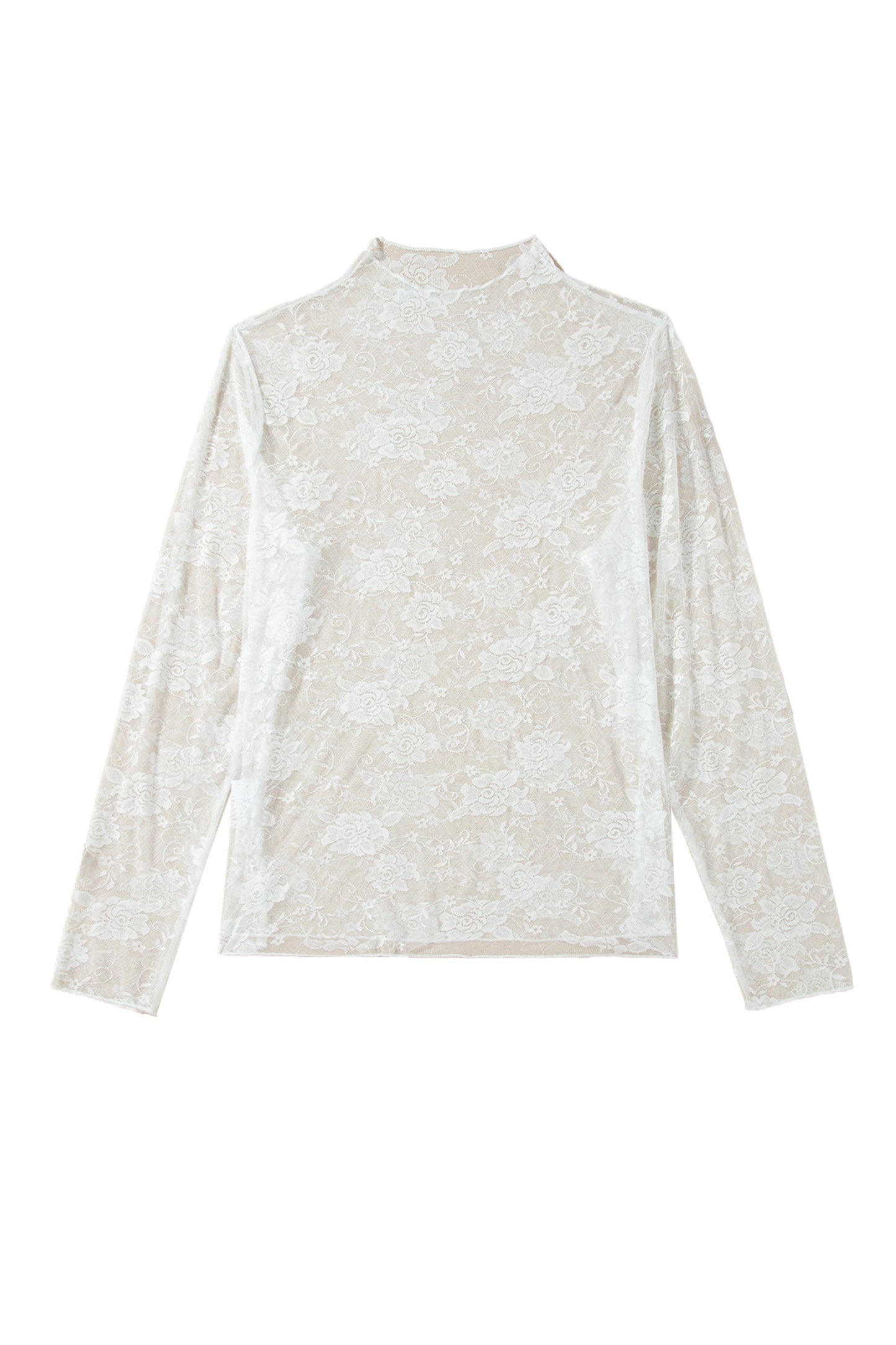 Plus Size Floral Mesh Long Sleeve Top