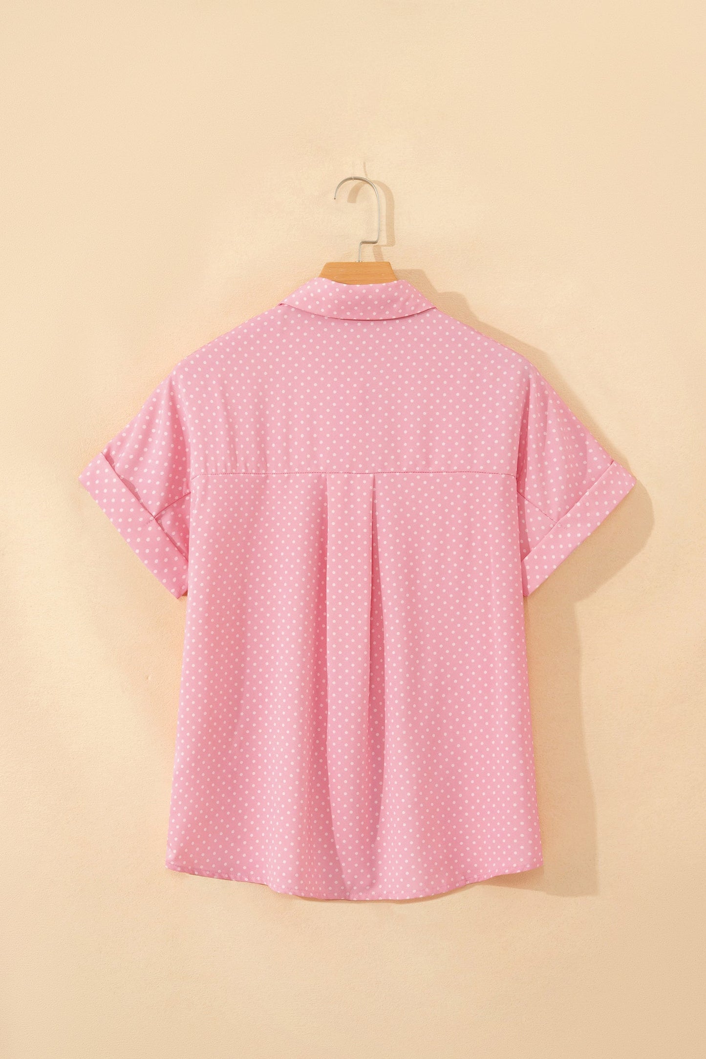 Polka Dot Cuffed Short Sleeve Shirt