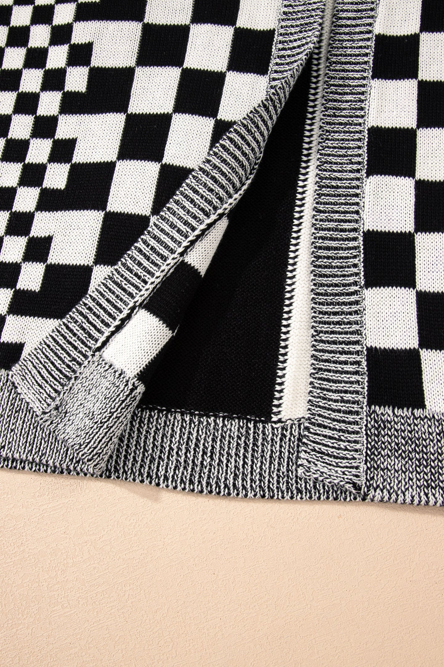 Plus Size Checker Drop Shoulder Open Front Cardigan