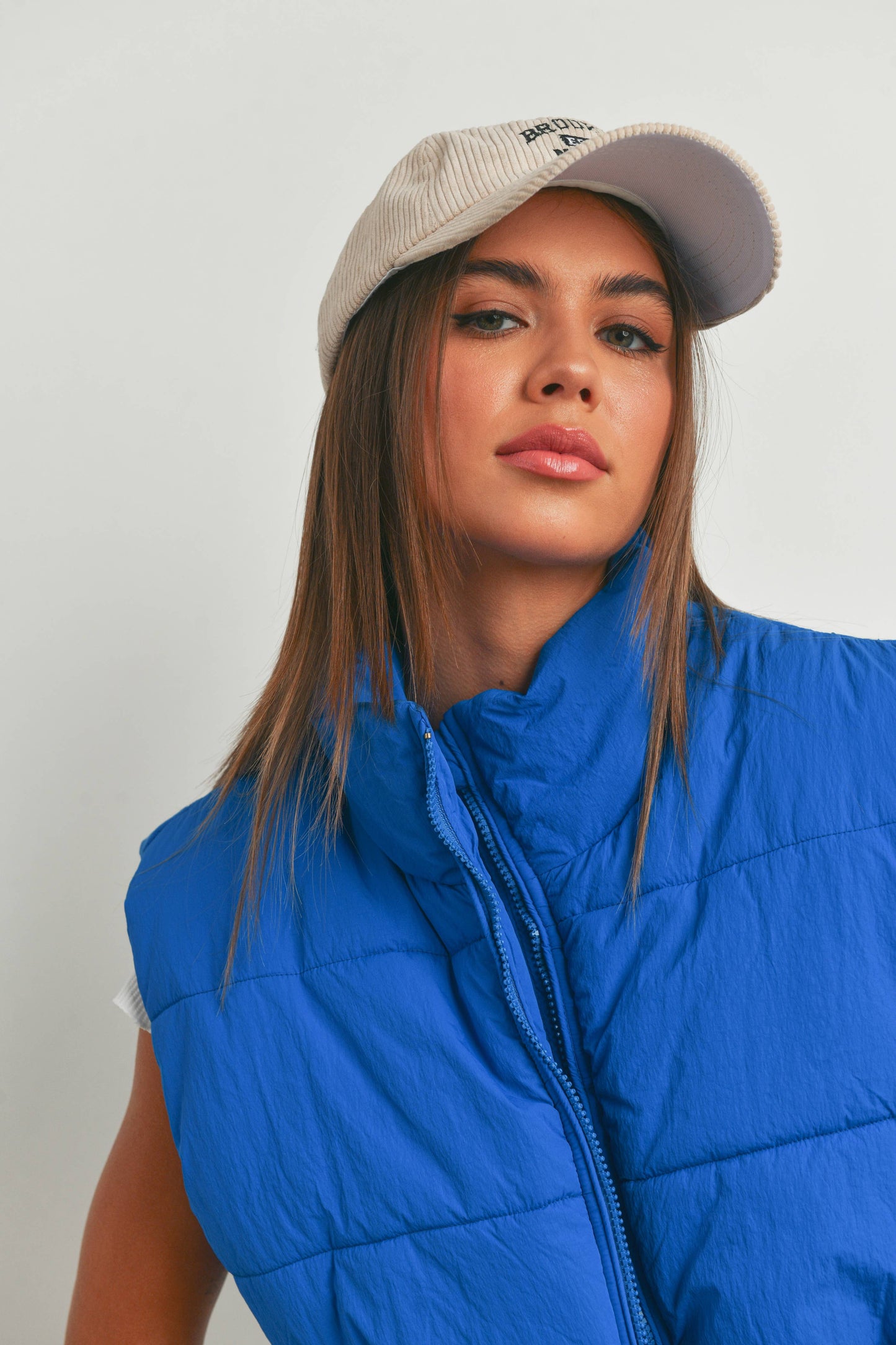 Royal Blue Crop Puffer Vest