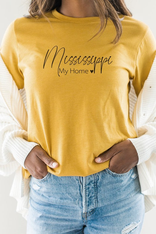 Mississippi My Home Heart State Graphic Tee