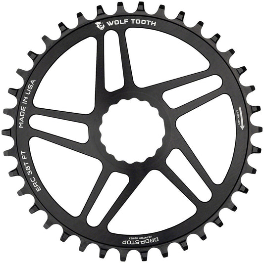 Wolf Tooth Direct Mount Chainring - 38t RaceFace CINCH Direct Mount Drop-Stop B 10/11/12-Speed Eagle Flattop Compatible BLK