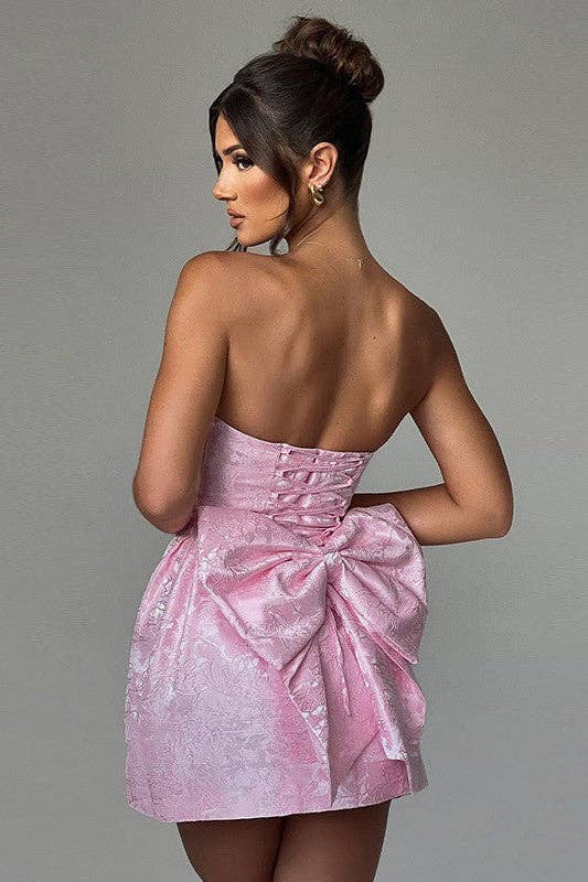 Sexy Marilyn Pink Strapless Bow Dress