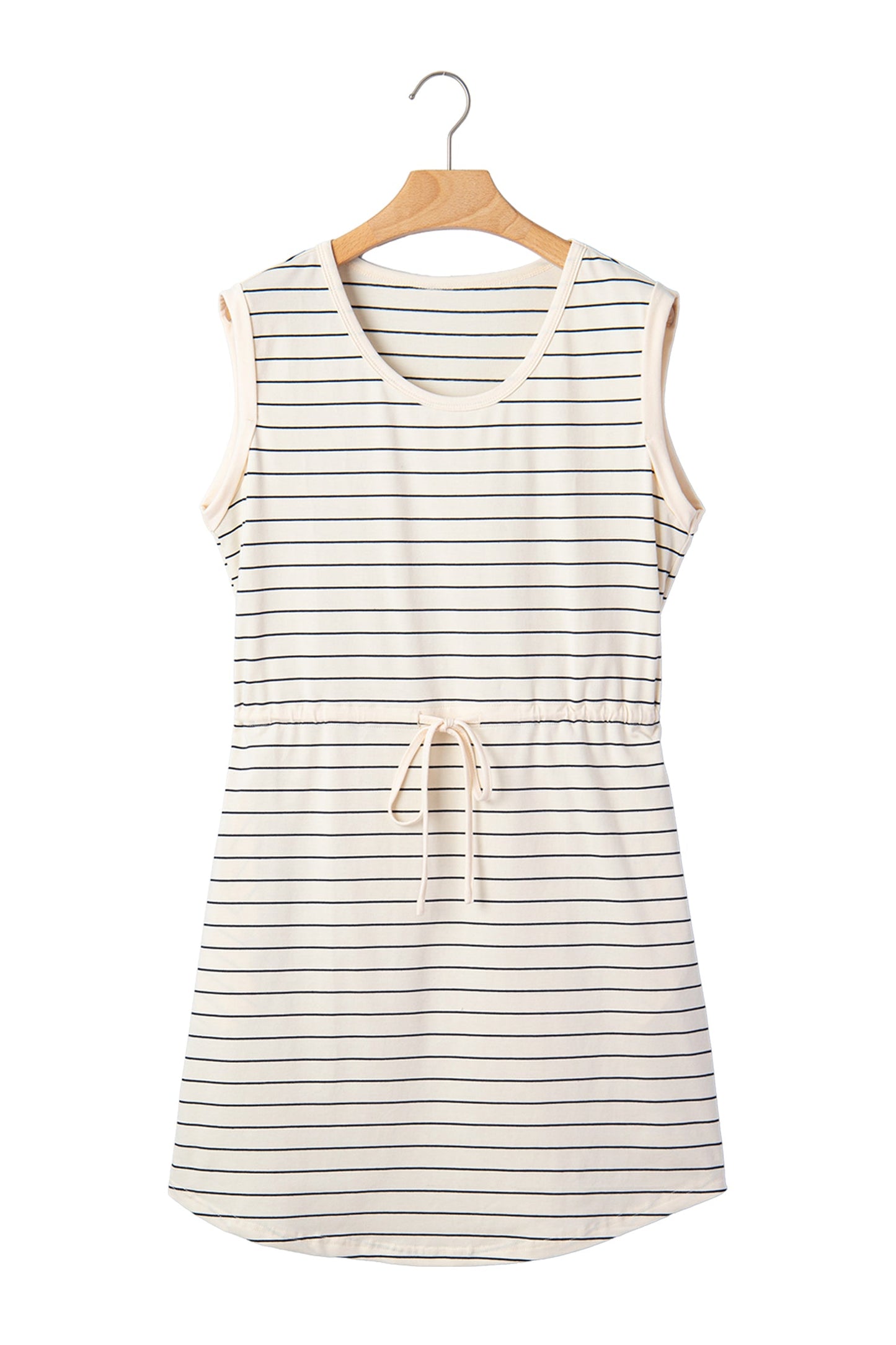 Stripe Drawstring Tunic Tank Mini Dress w/ Pockets