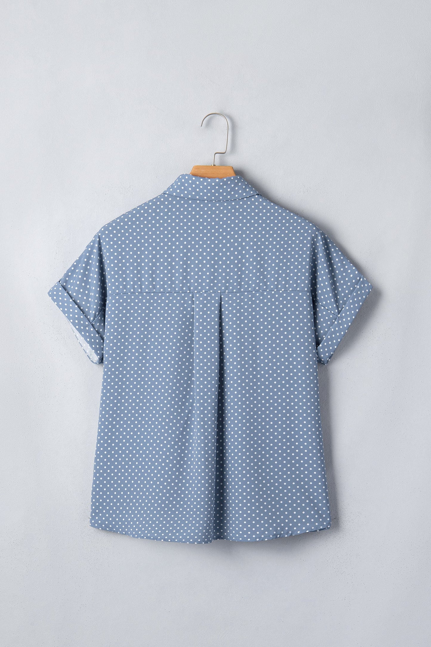 Polka Dot Cuffed Short Sleeve Shirt
