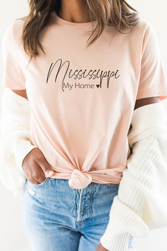 Mississippi My Home Heart State Graphic Tee