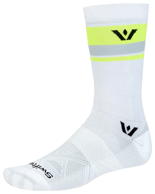 SwiftWick Aspire Crew Socks - White/Hi-Viz Large