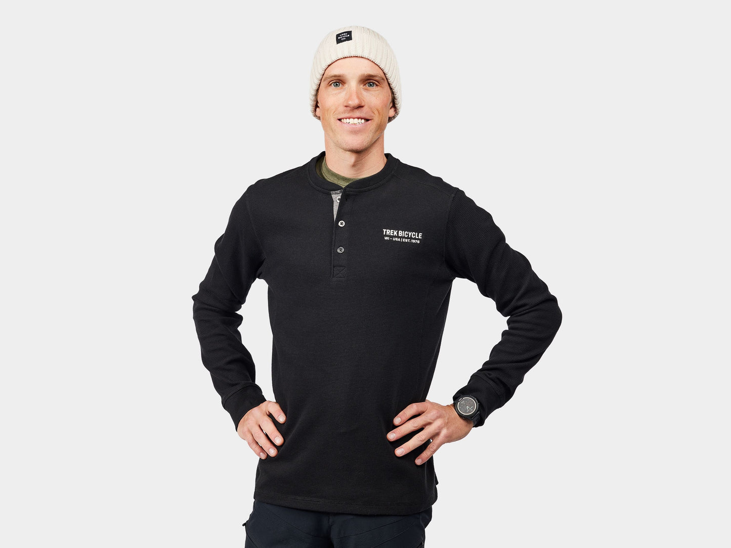 Trek Henley Long Sleeve Large Black Shirt