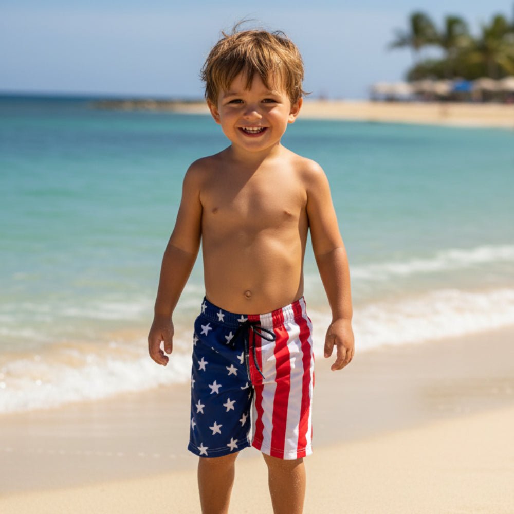 Kids USA Flag Beach Shorts | Americana Board Shorts