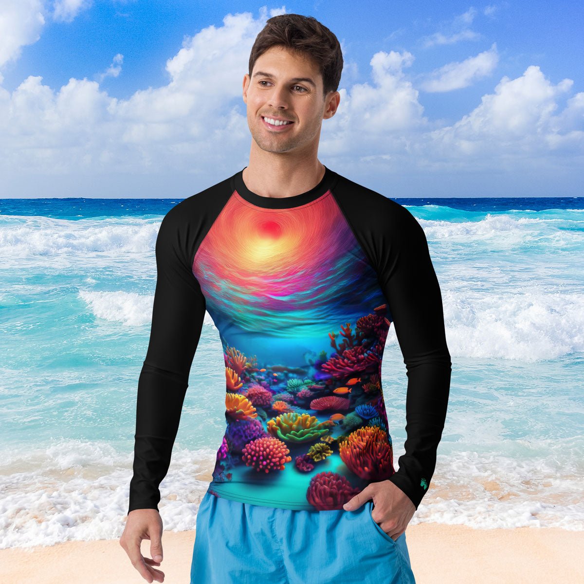 Mens Rash Guard Coral Reef | Adult Rashie