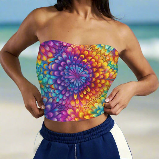 Tie-Dye Tube-Top ⛱️ Basic Strapless Tube Crop Top