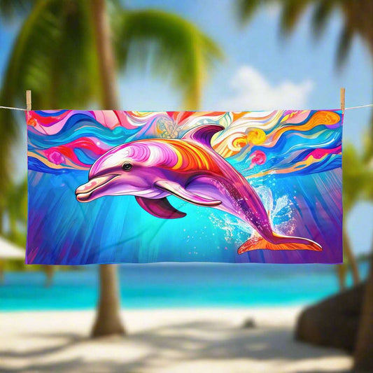 Dolphin Beach Towel 🐬 Colorful Summer Fun
