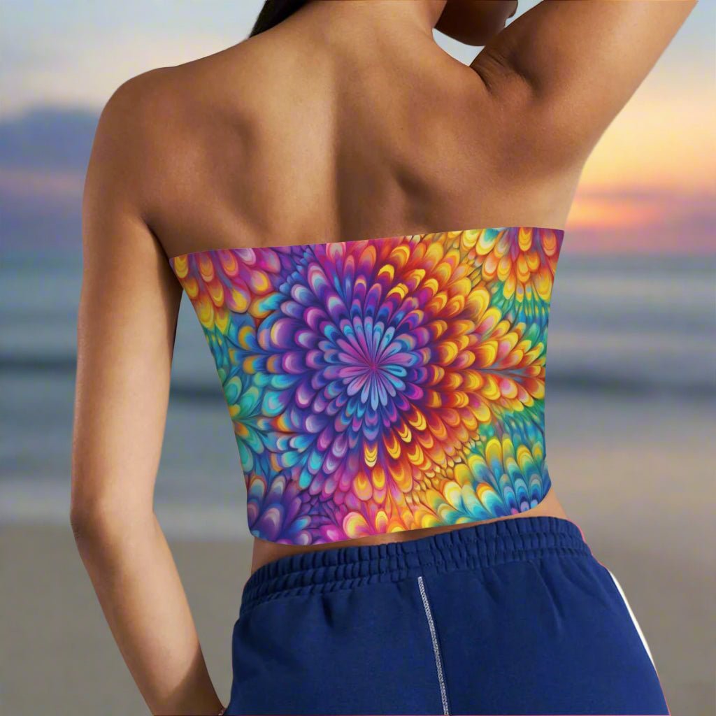 Tie-Dye Tube-Top ⛱️ Basic Strapless Tube Crop Top