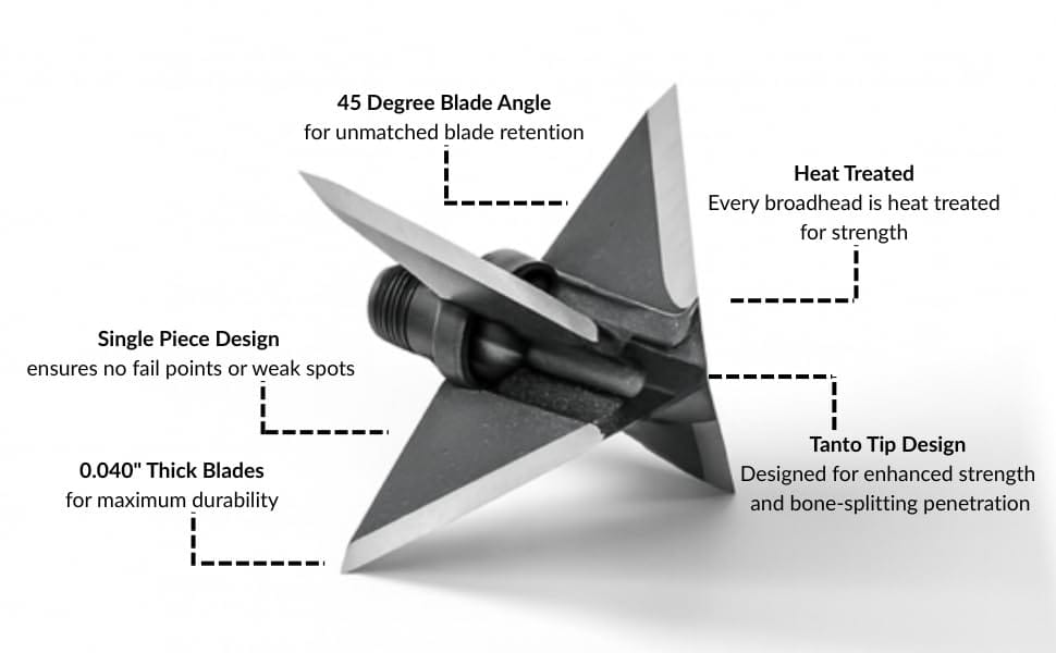 TOTA | 125 grain XL broadhead  | 1-3/16-inch solid | fixed blade